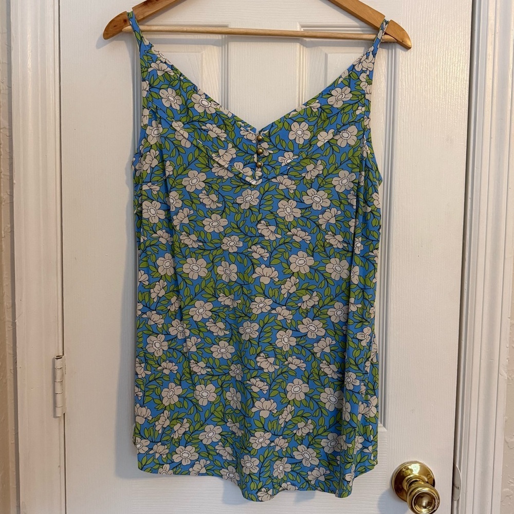 CABI Vine Blue Floral Cami Spring Womens Top Small